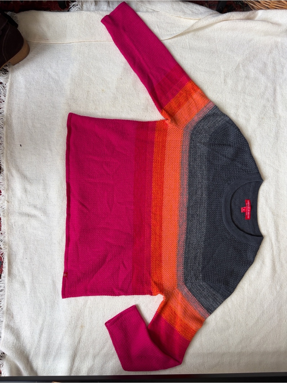 Krimson Klover Pink, Orange & Gray Gradient Crewneck Sweater